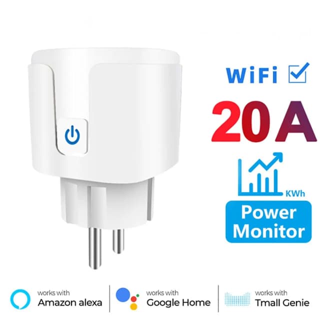 Tomada inteligente ue 20a wifi tomada inteligente com monitoramento de energia casa inteligente controle voz suporte google assistente alexa alice