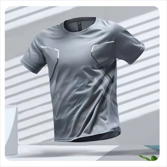 Camiseta de manga curta respirável de secagem rápida masculina com gola redonda, camiseta esportiva running, roupa ativa, roupa de treino ao ar livre