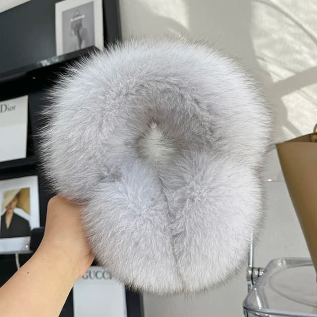 Inverno natural real pele de raposa earmuffs pelúcia quente decorar feminino bonito sólido orelha mais quente fones pescoço quente babador cachecol
