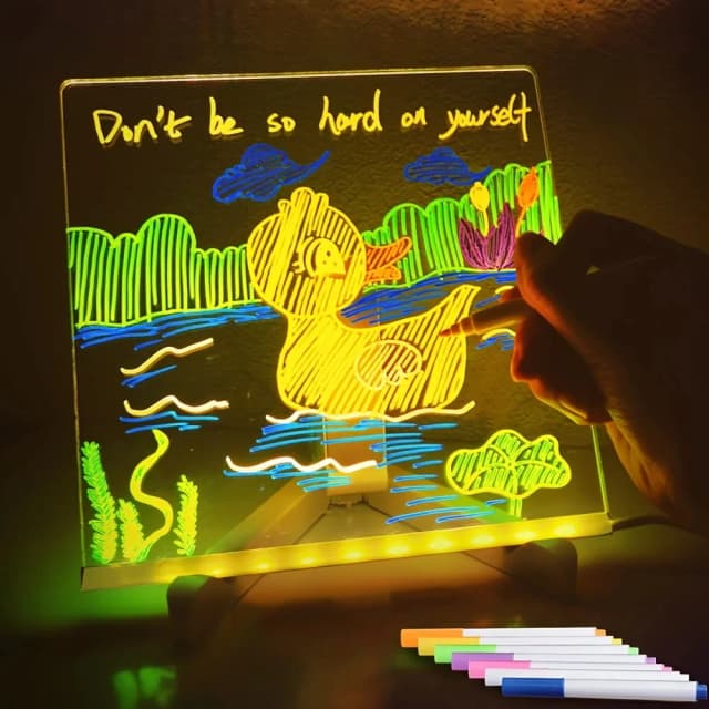 Led light up placa de mensagem acrílica apagável usb prancheta de desenho infantil ciy para presentes de aniversário bar placas de publicidade