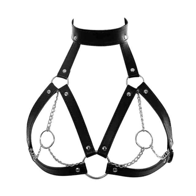 Mulheres sexy peito arnês cinto bdsm bondage lingerie corpo arnês de couro lingerie goth fetiche roupas festival rave outfit