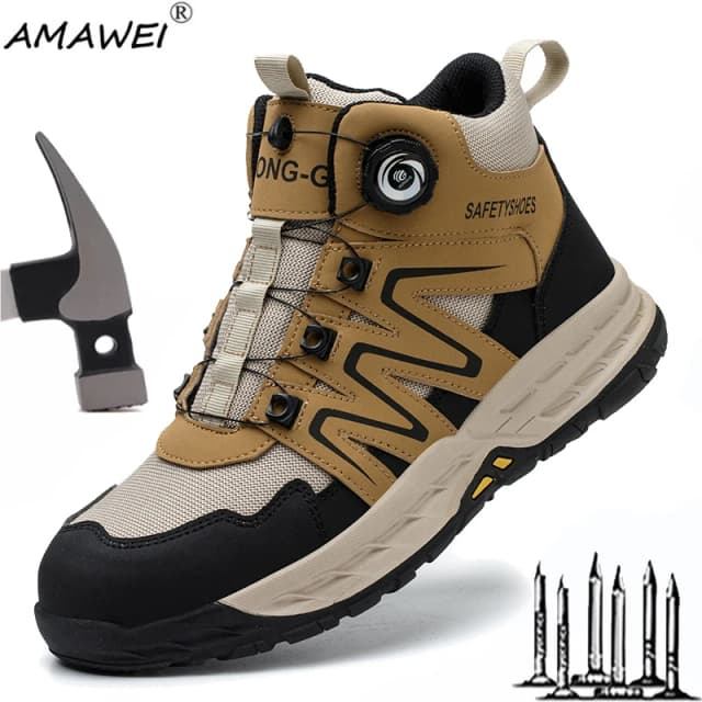 Novas botas de segurança homens trabalho sapatos indestrutíveis tênis de aço toe botas de proteção anti-esmagamento anti-punctura botas táticas de trabalho